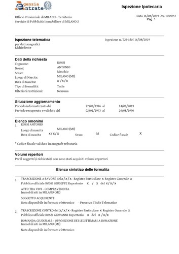 Visura ipotecaria ispezione - visura,